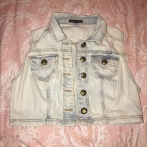 distressed denim vest